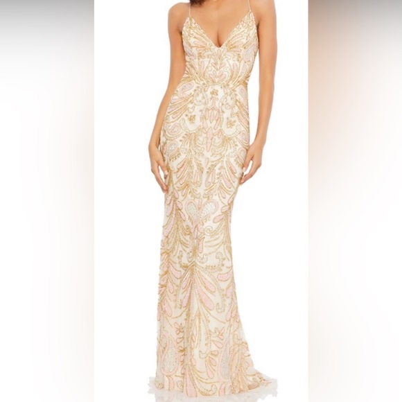 Mac Duggal Dresses & Skirts - Mac Duggal Beaded Gown Size 12 color: gold, pink, silver sequin